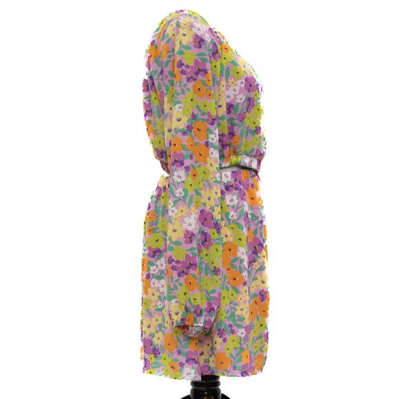 Sanctuary Floral Cutout Long Sleeve Mini Dress Size Small - Picture 5 of 8